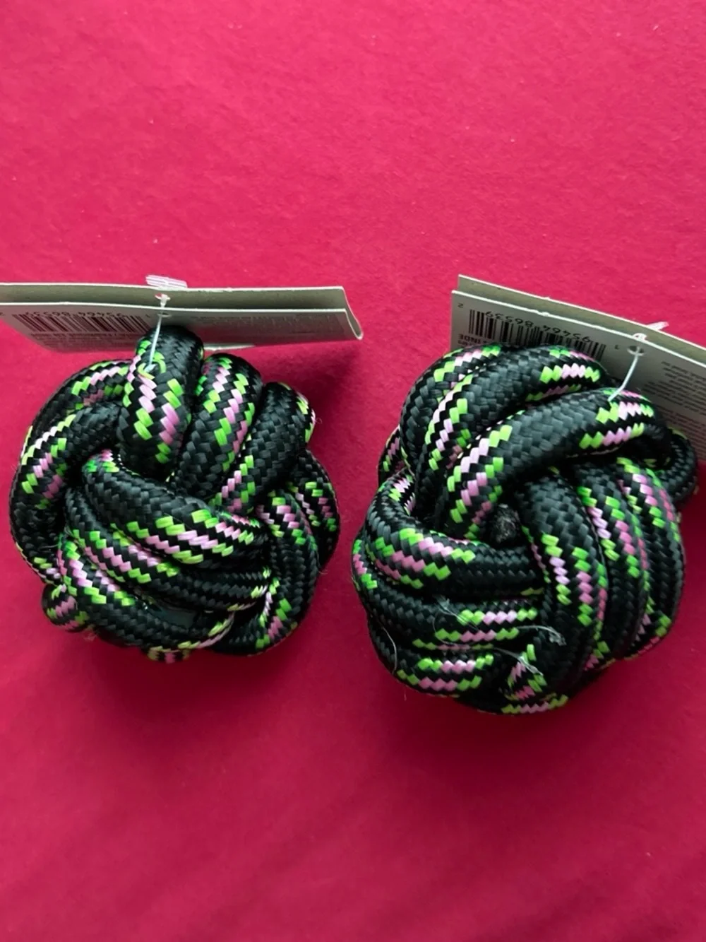Greenbrier Kennel Club Black Rope Knot Dog Toy with Neon Accents
